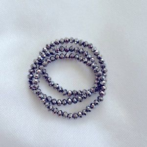 3 stretch silver crystal beaded bracelets